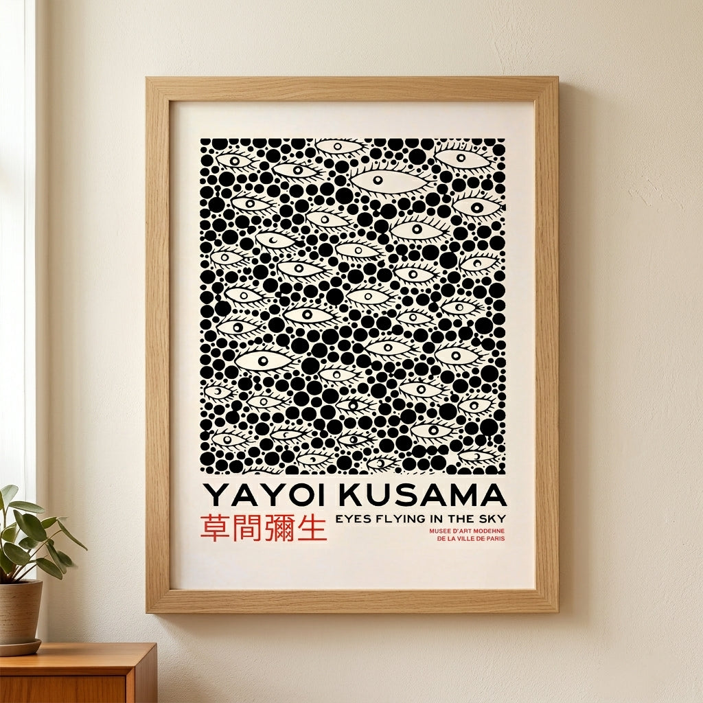 Póster de lunares y ojos inspirado en Yayoi Kusama