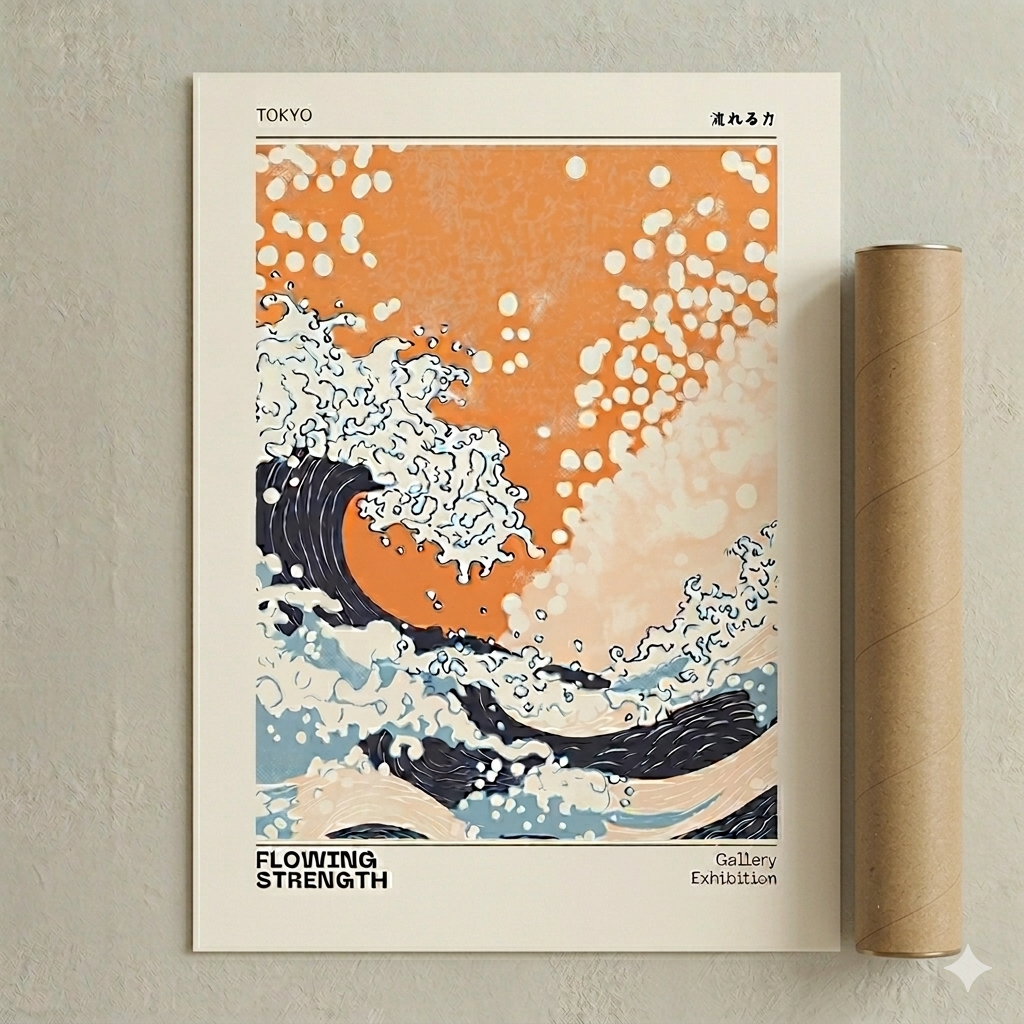 Lámina de la ola japonesa – Póster de exposición Tokio
