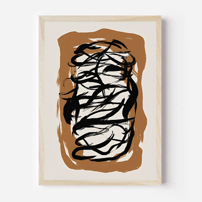 Lámina de arte abstracto con pincelada negra