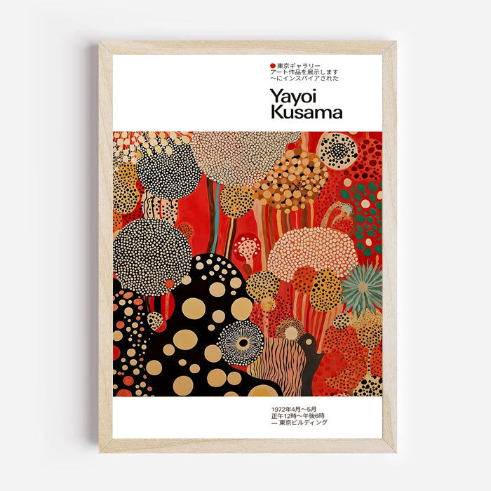 Póster de lunares estilo Kusama en rojo y negro