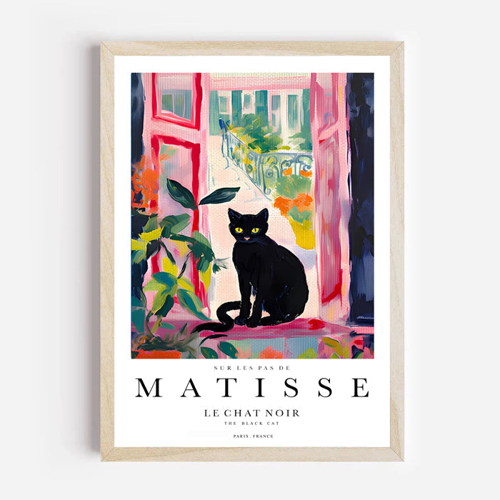 Lámina de gato negro inspirada en Matisse