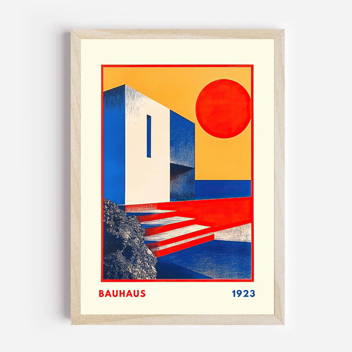 Póster Bauhaus 1923 de arquitectura geométrica