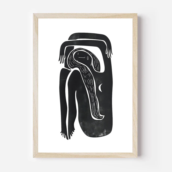Lámina de arte abstracto minimalista de línea negra