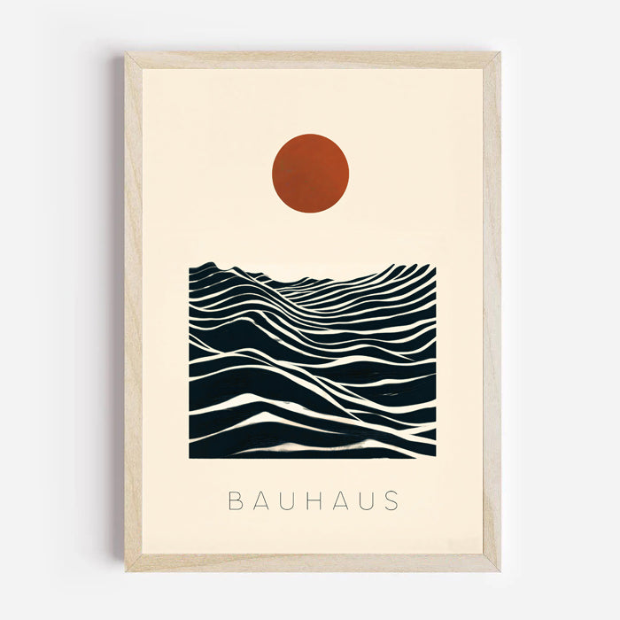Póster abstracto Bauhaus de sol y olas