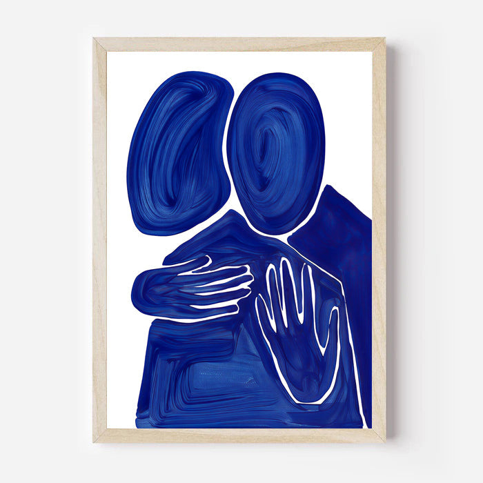 Lámina abstracta Abrazo en azul