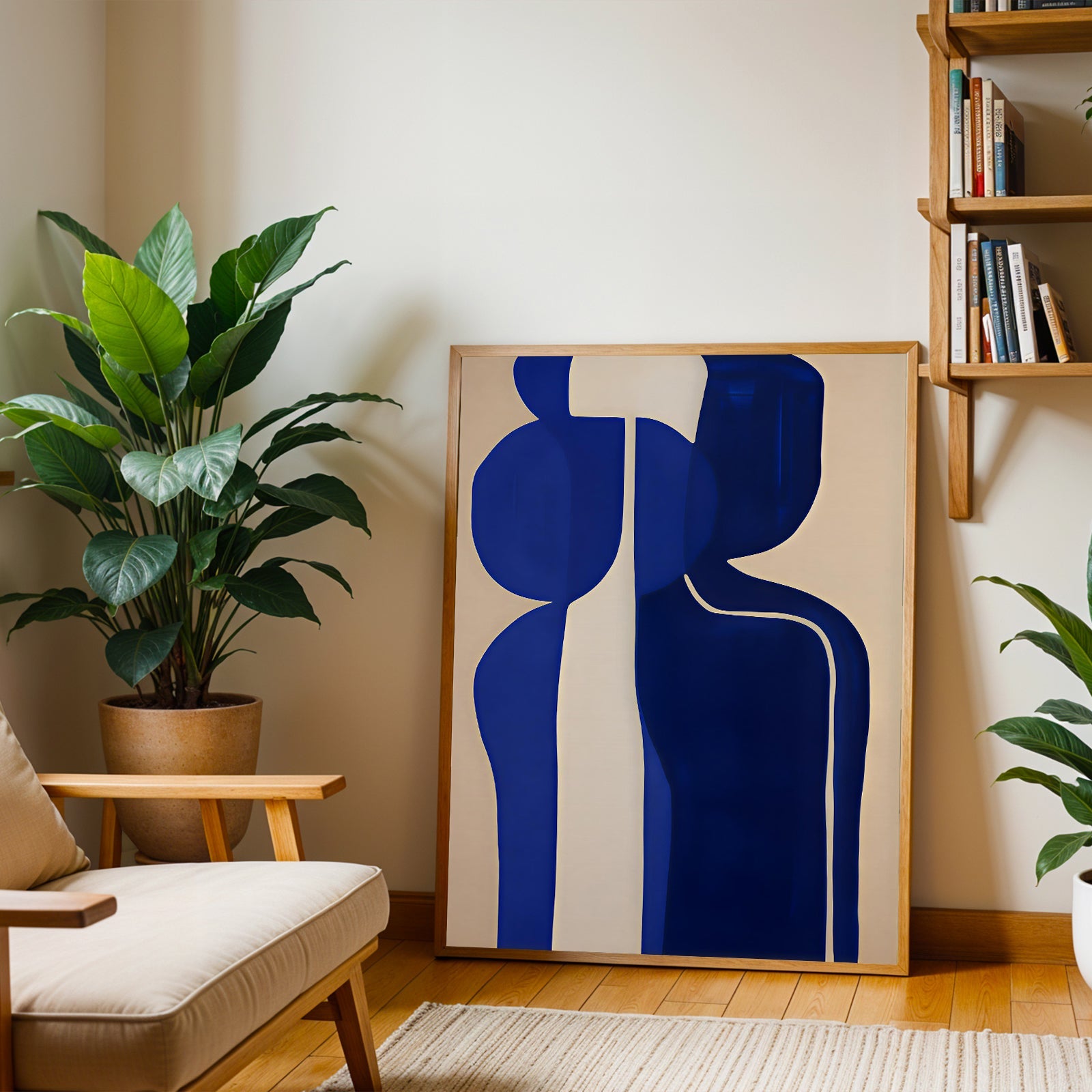 Lámina minimalista de figura abstracta en azul
