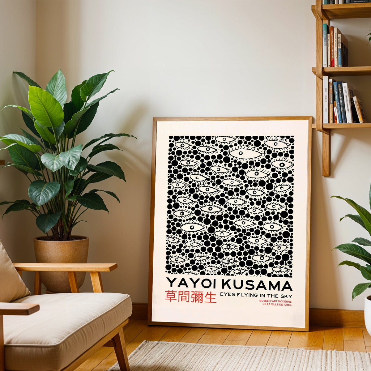 Póster de lunares y ojos inspirado en Yayoi Kusama