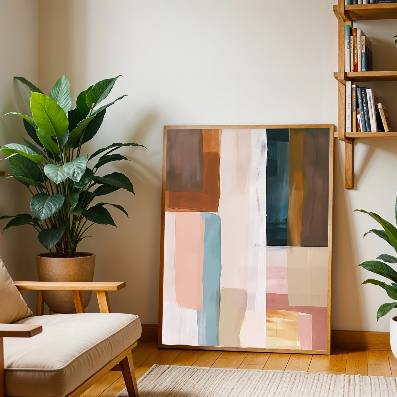 Lámina de arte abstracto moderno en tonos neutros