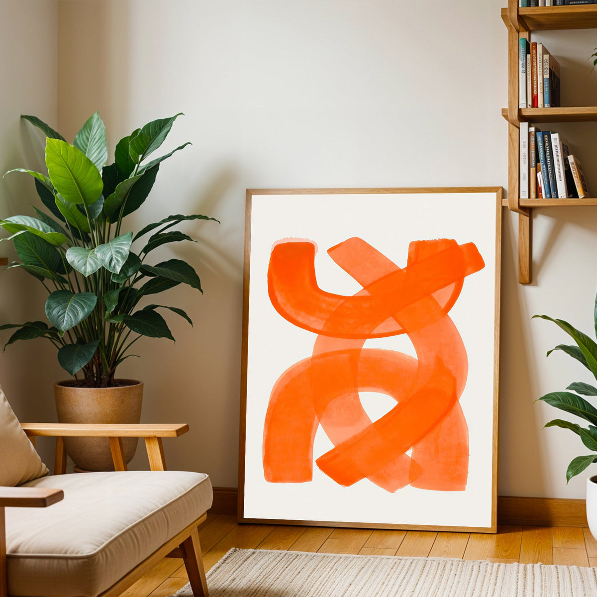 Lámina de arte abstracto minimalista en naranja