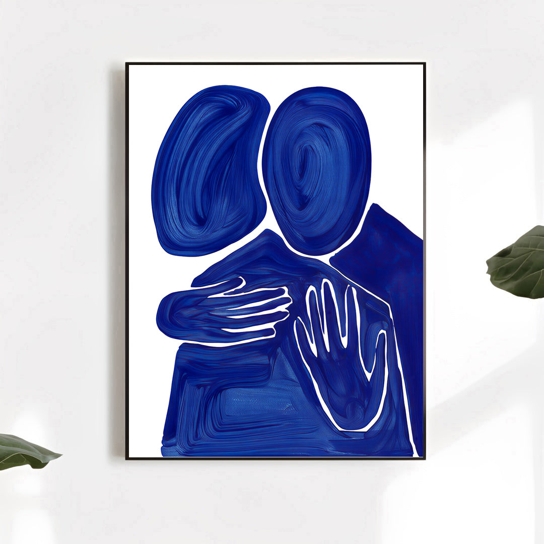 Lámina abstracta Abrazo en azul