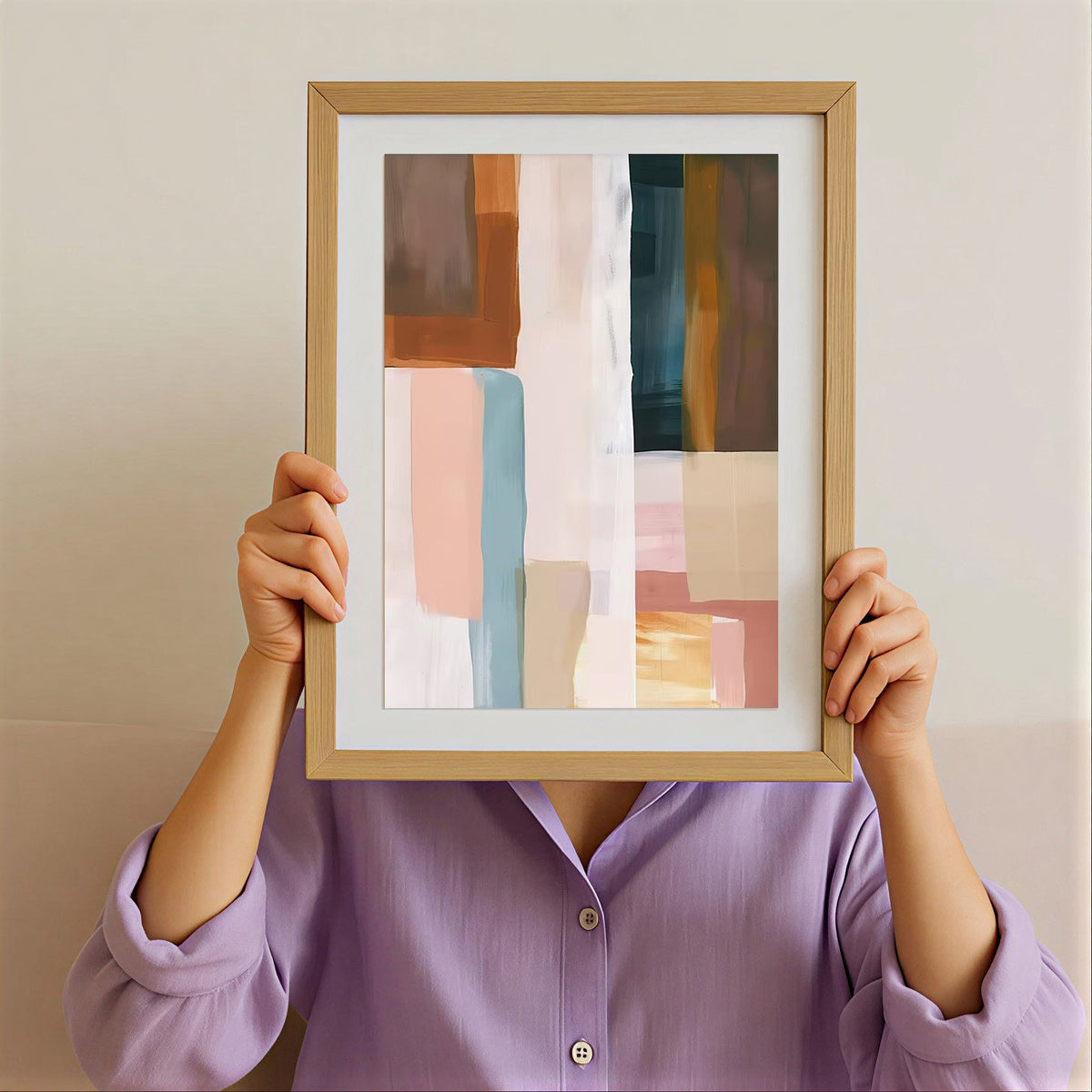 Lámina de arte abstracto moderno en tonos neutros