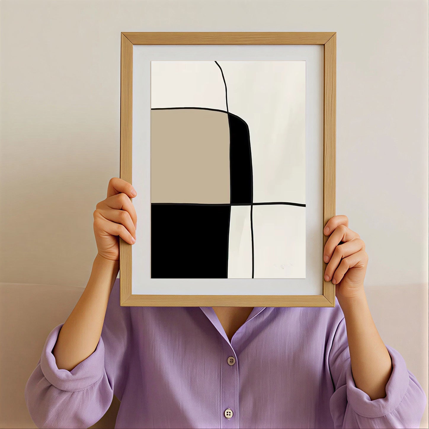 Lámina de arte abstracto en tonos neutros