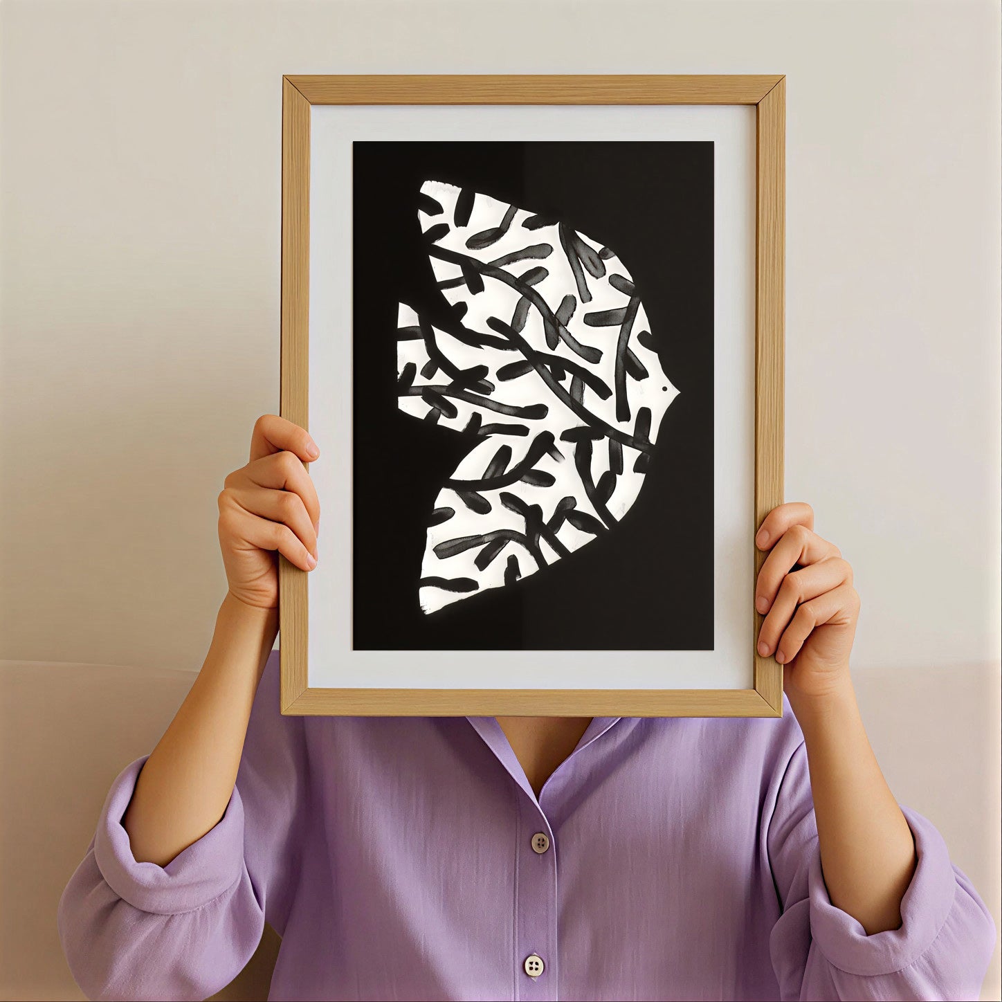 Lámina de arte abstracto en blanco y negro