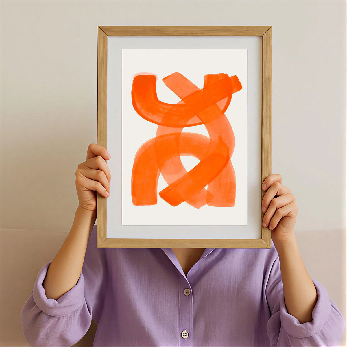 Lámina de arte abstracto minimalista en naranja