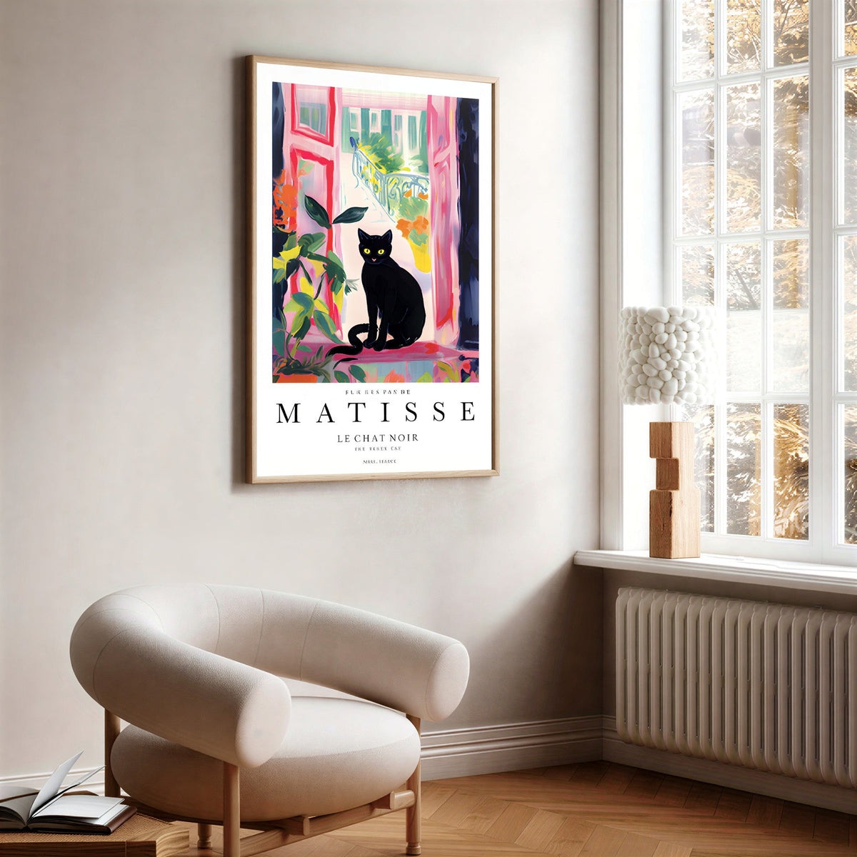 Lámina de gato negro inspirada en Matisse