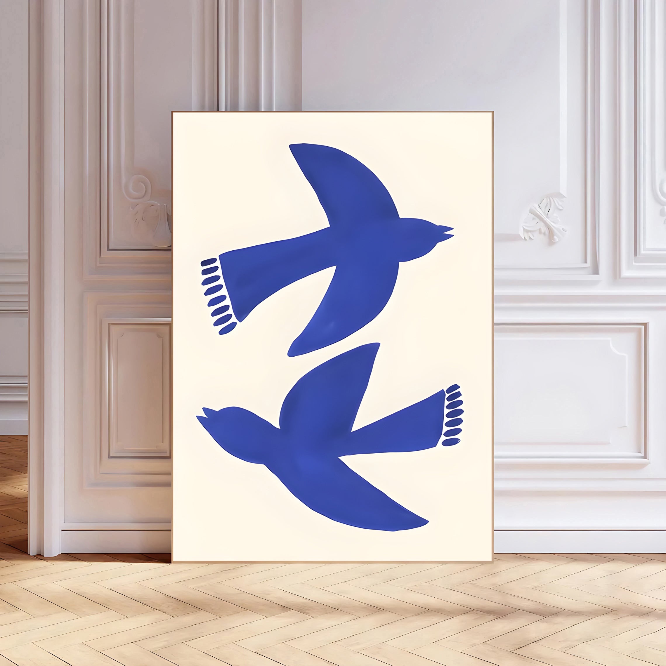 Lámina minimalista de pájaro azul