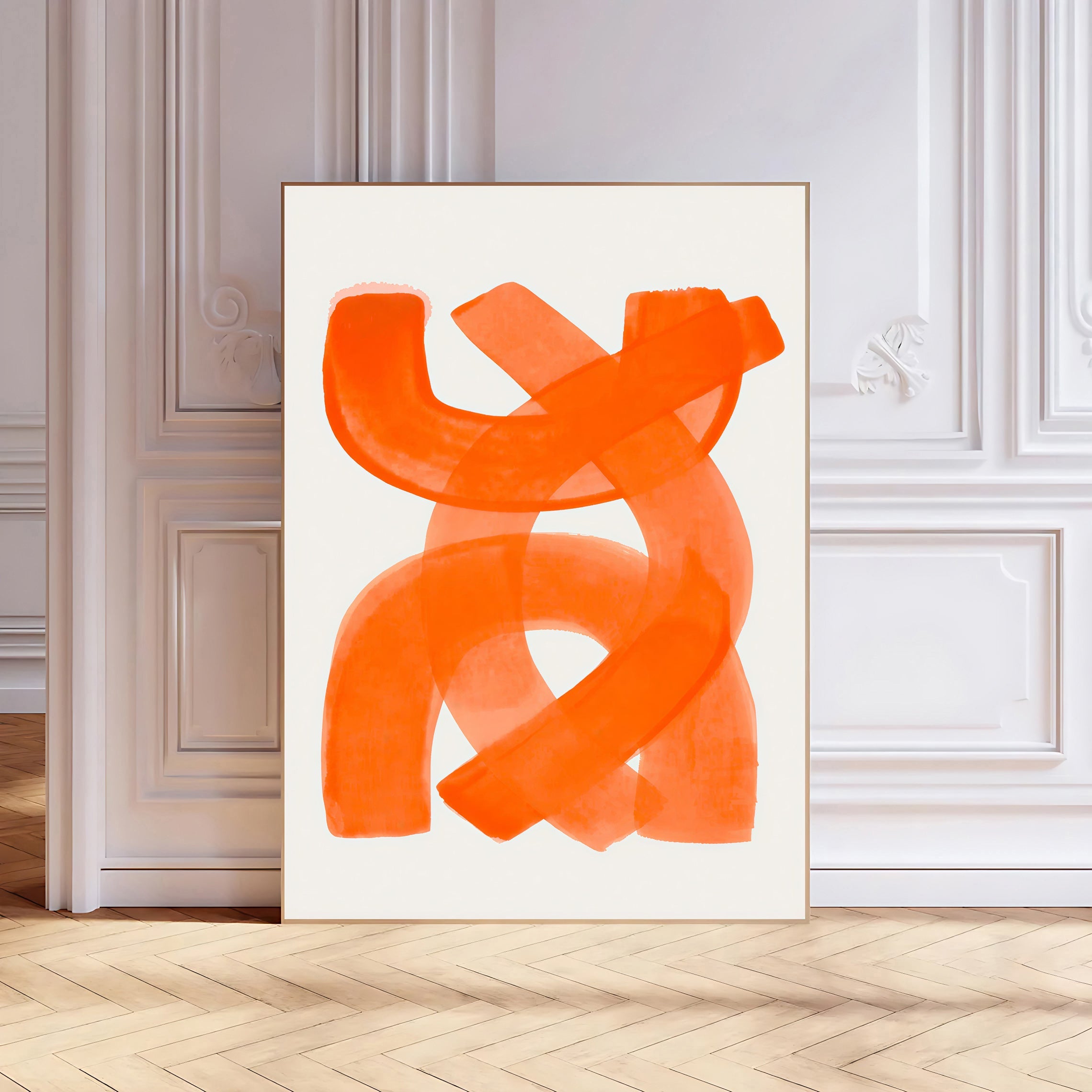 Lámina de arte abstracto minimalista en naranja