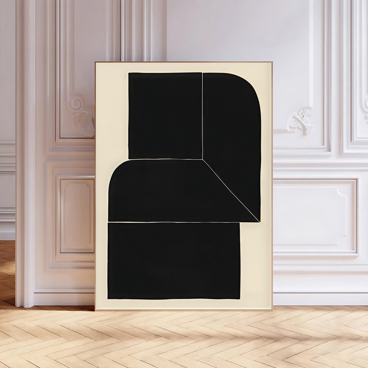 Lámina de arte abstracto minimalista en negro