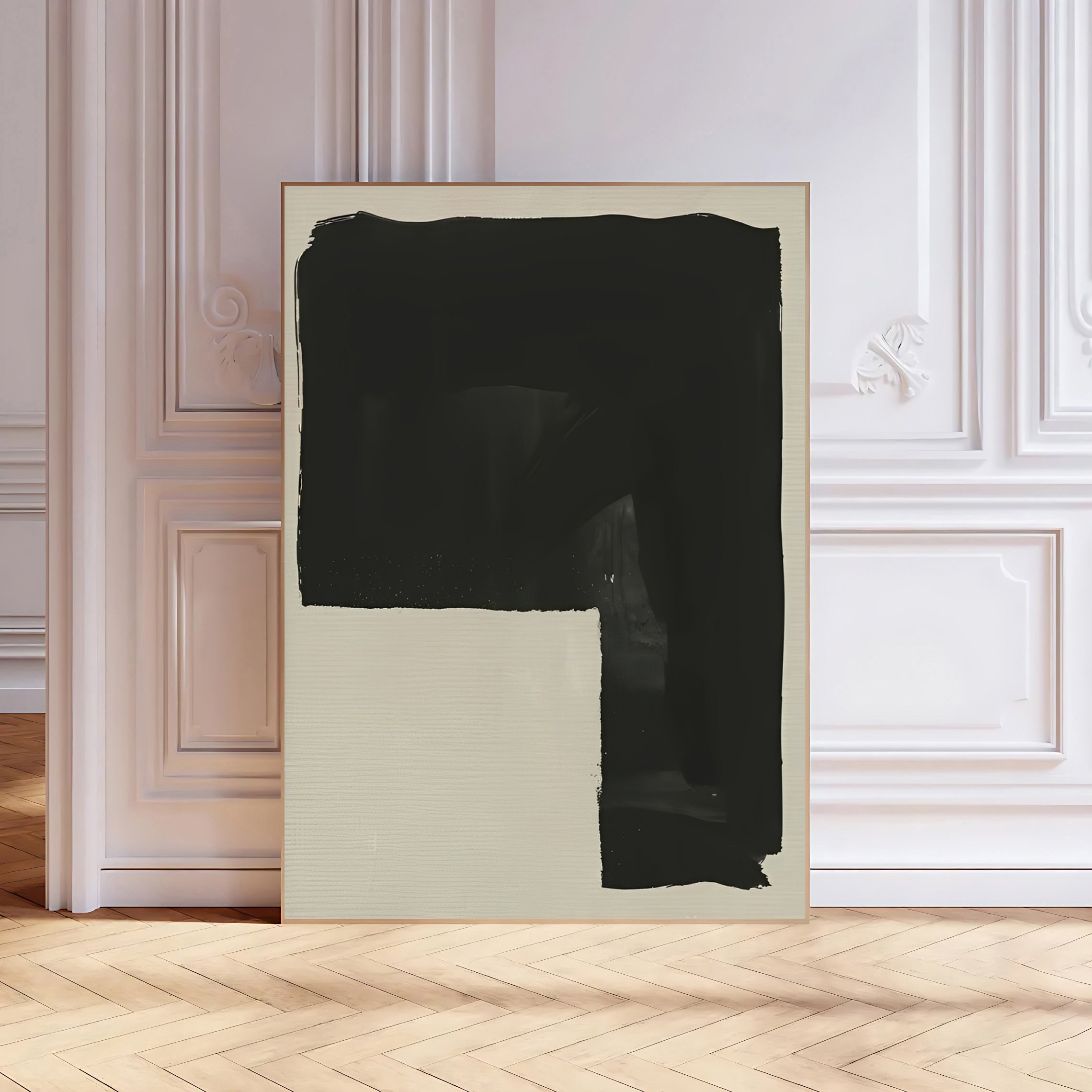 Lámina de arte abstracto minimalista en negro