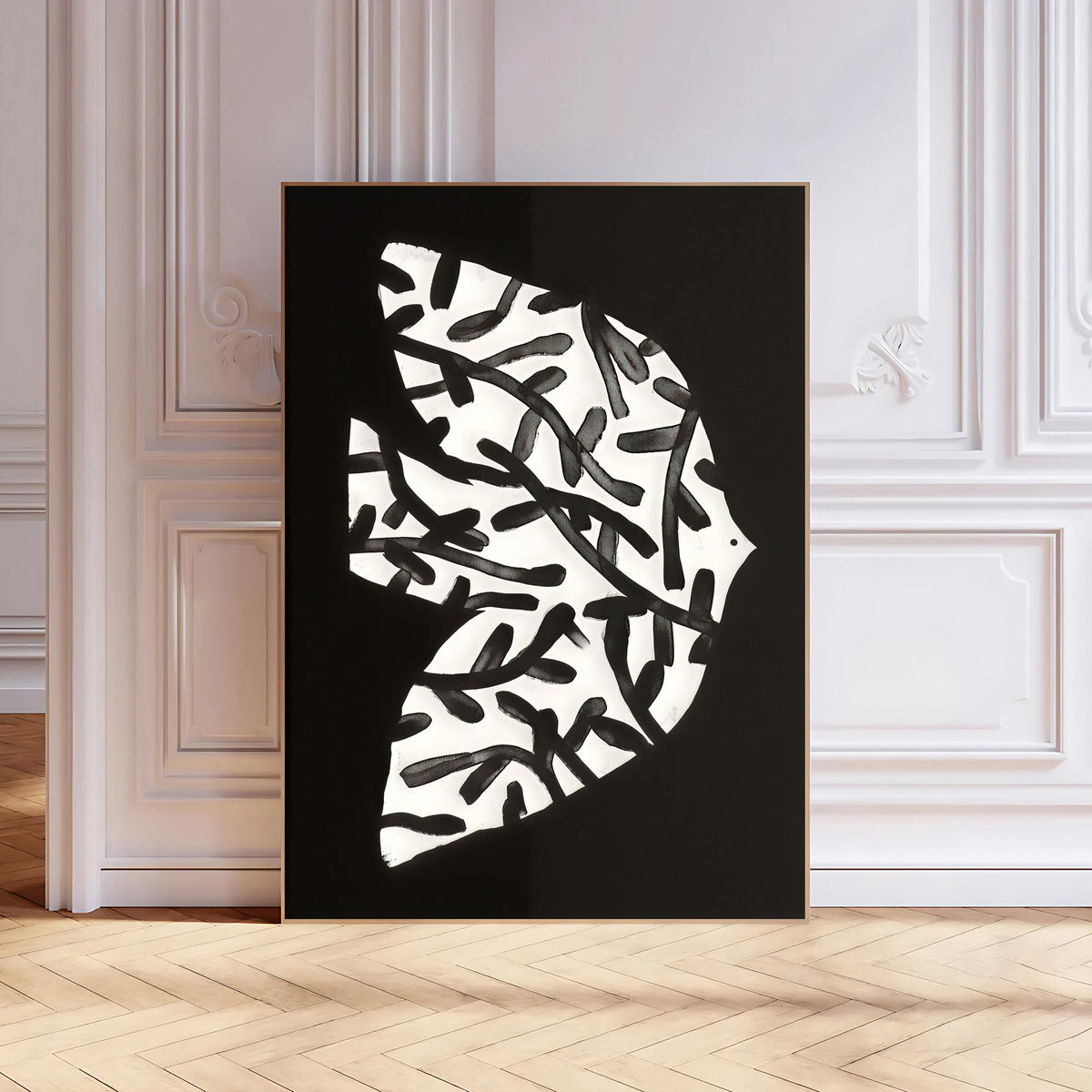Lámina de arte abstracto en blanco y negro
