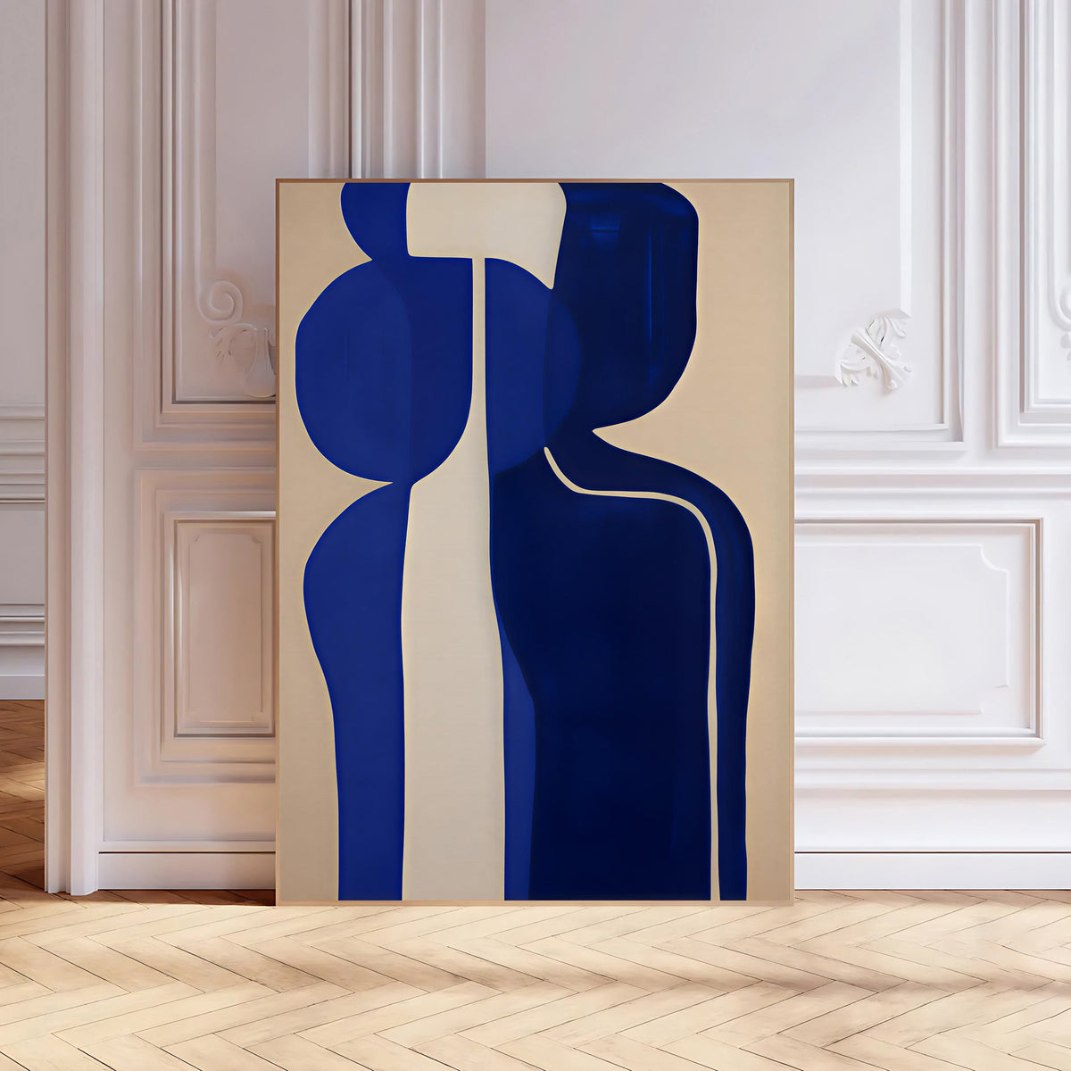 Lámina minimalista de figura abstracta en azul