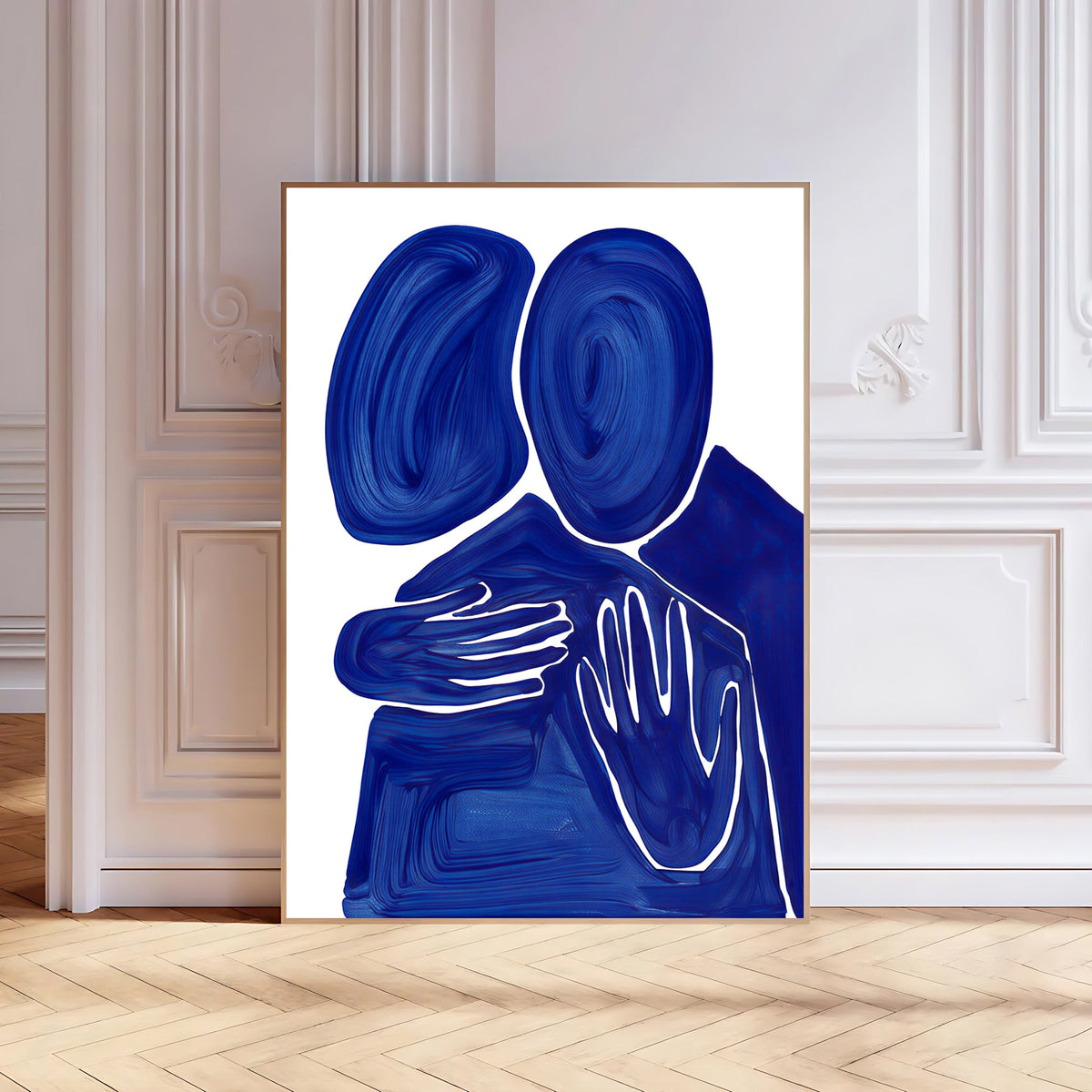 Lámina abstracta Abrazo en azul