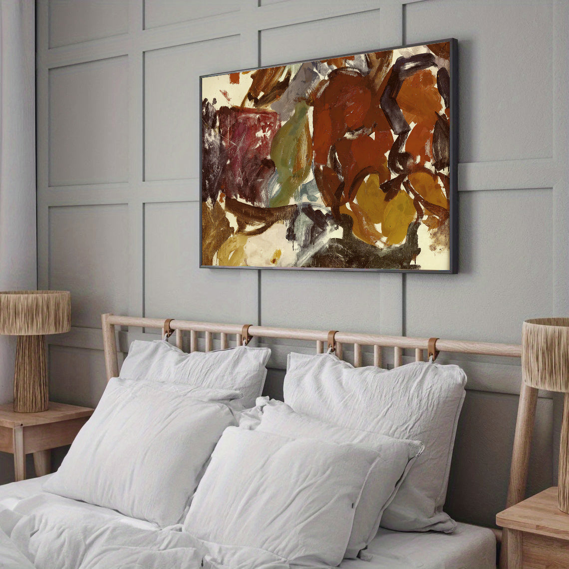 Lámina de arte abstracto en tonos cálidos y terrosos
