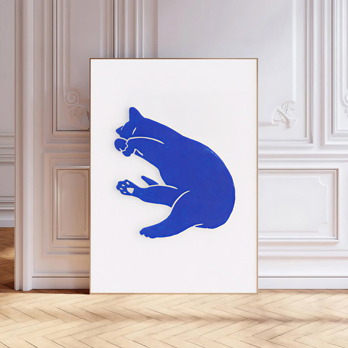 Lámina minimalista de gato azul