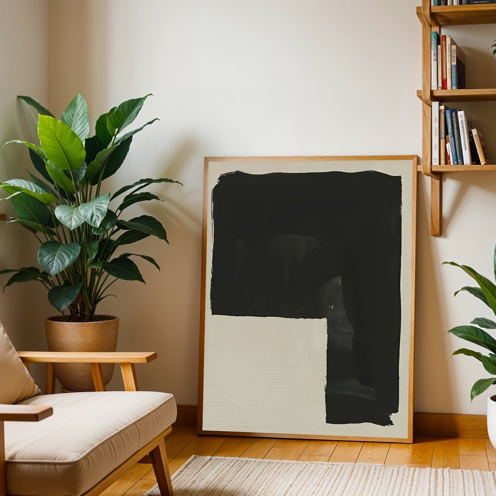 Lámina de arte abstracto minimalista en negro