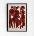 Lámina de arte figurativo abstracto en tonos rojos
