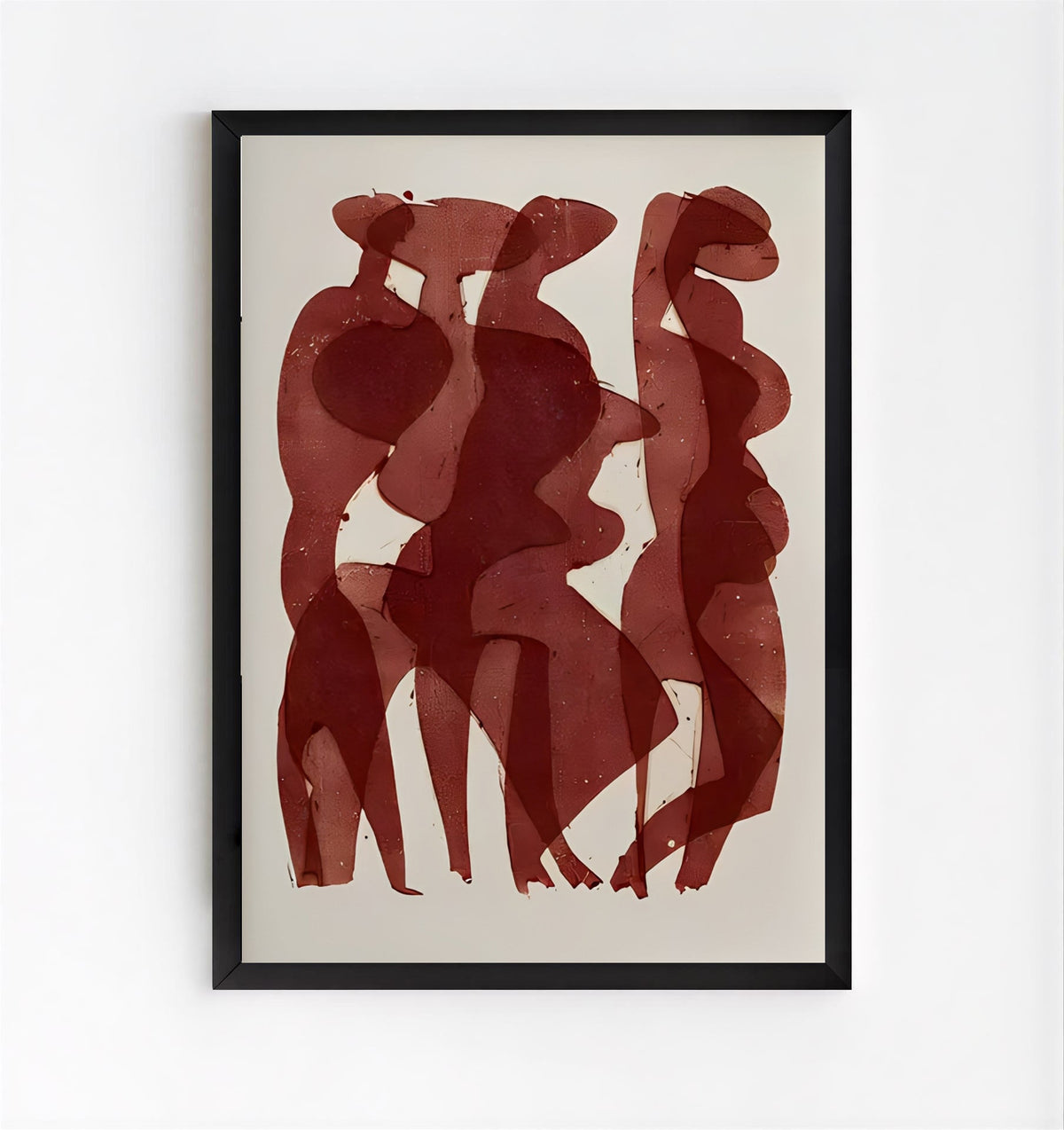 Lámina de arte figurativo abstracto en tonos rojos