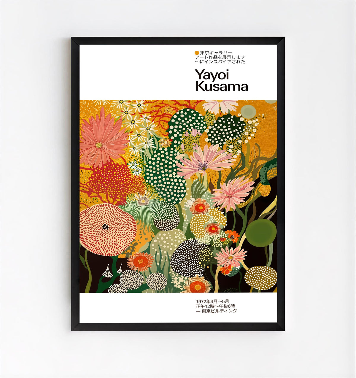Lámina floral de lunares inspirada en Yayoi Kusama
