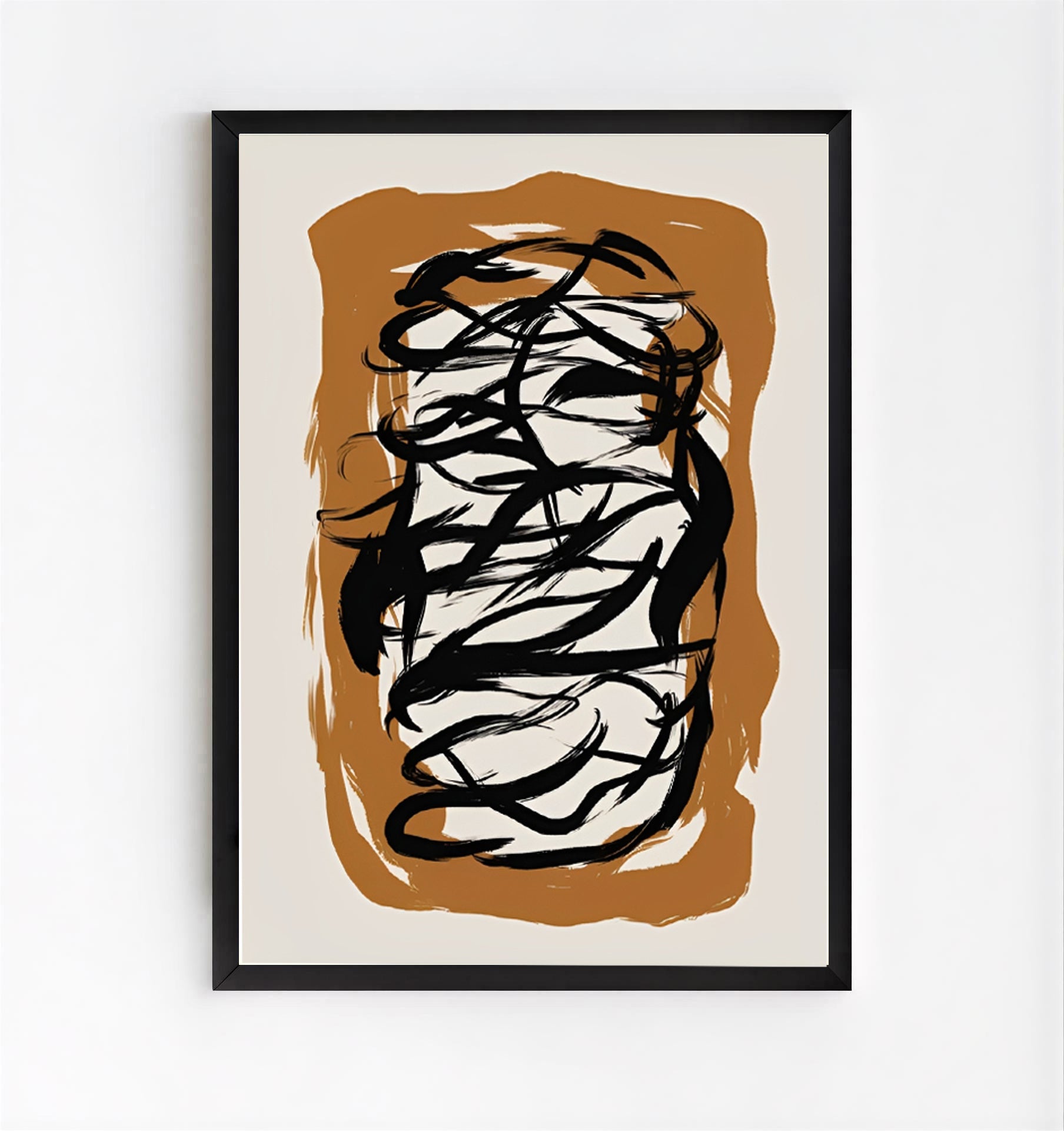Lámina de arte abstracto con pincelada negra