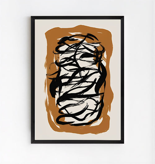 Lámina de arte abstracto con pincelada negra