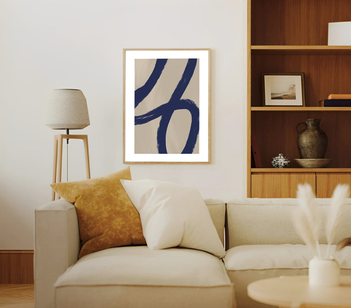 Lámina minimalista abstracta en azul marino