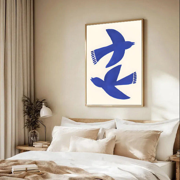 Lámina minimalista de pájaro azul