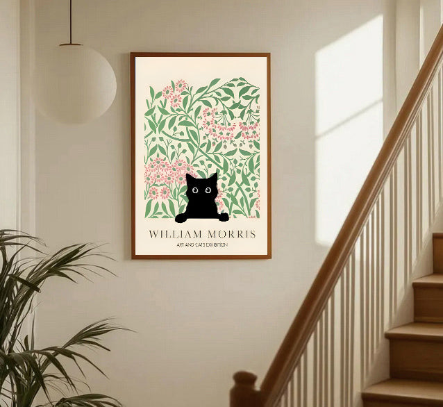 Lámina de gato negro William Morris