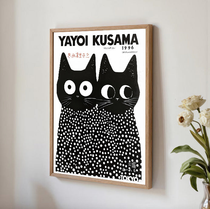 Póster de gato Yayoi Kusama (1996) – Decoración de pared con lunares