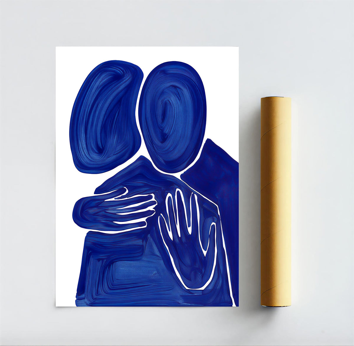 Lámina abstracta Abrazo en azul