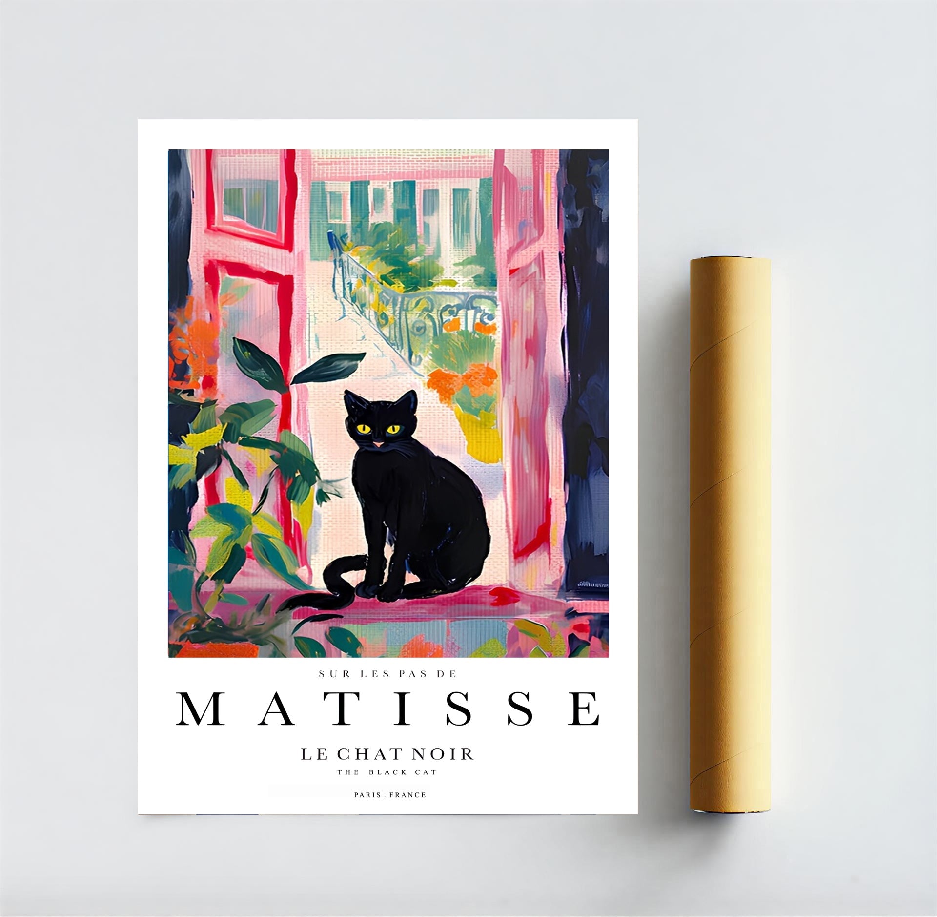 Lámina de gato negro inspirada en Matisse