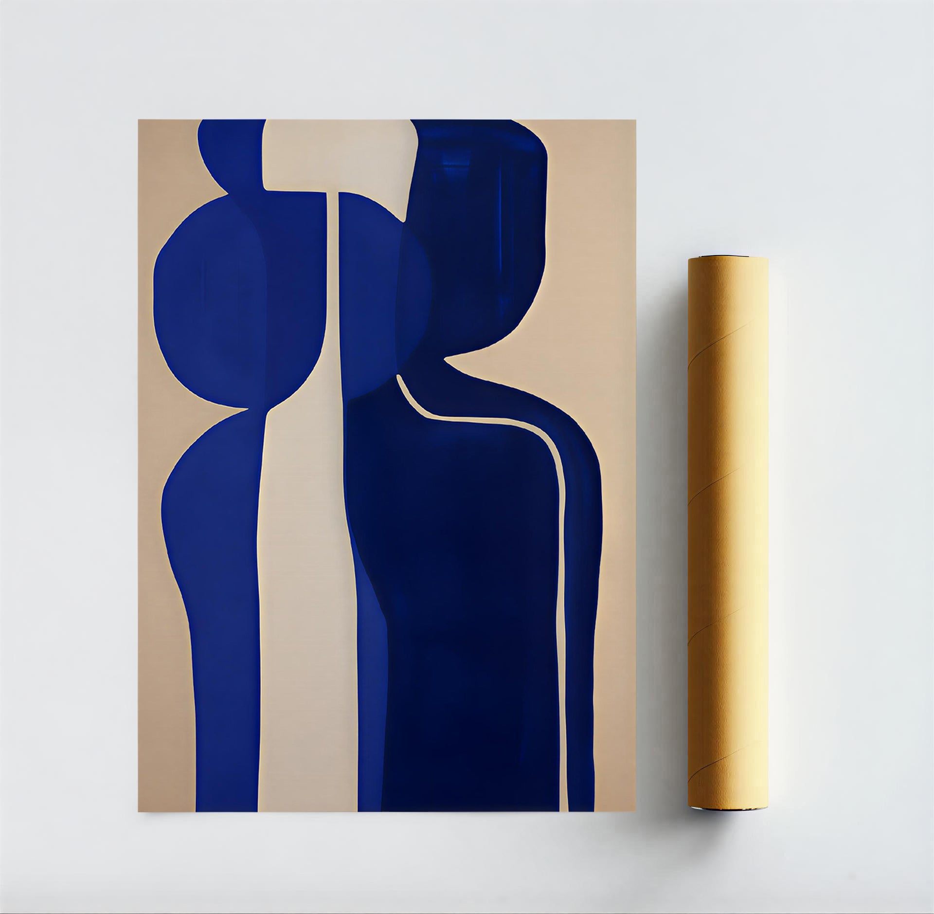 Lámina minimalista de figura abstracta en azul