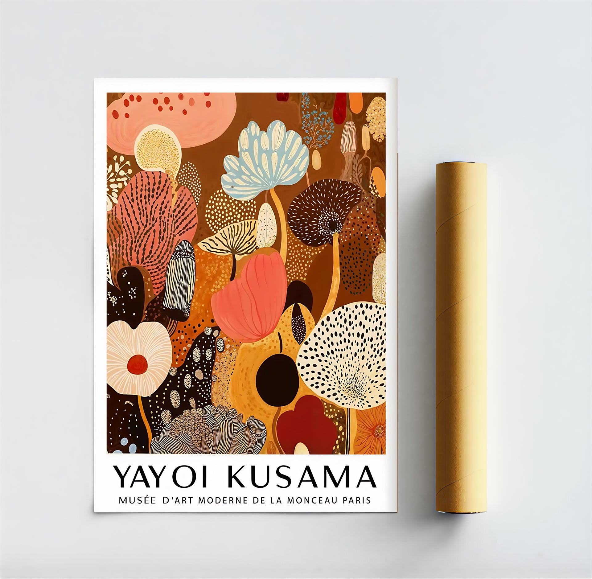 Lámina floral inspirada en Yayoi Kusama