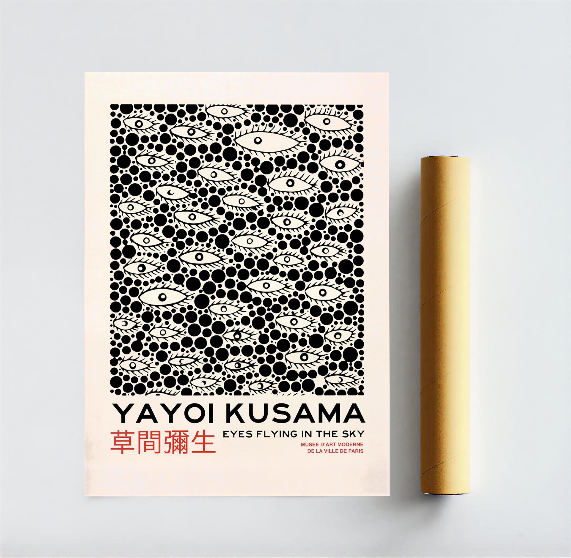Póster de lunares y ojos inspirado en Yayoi Kusama