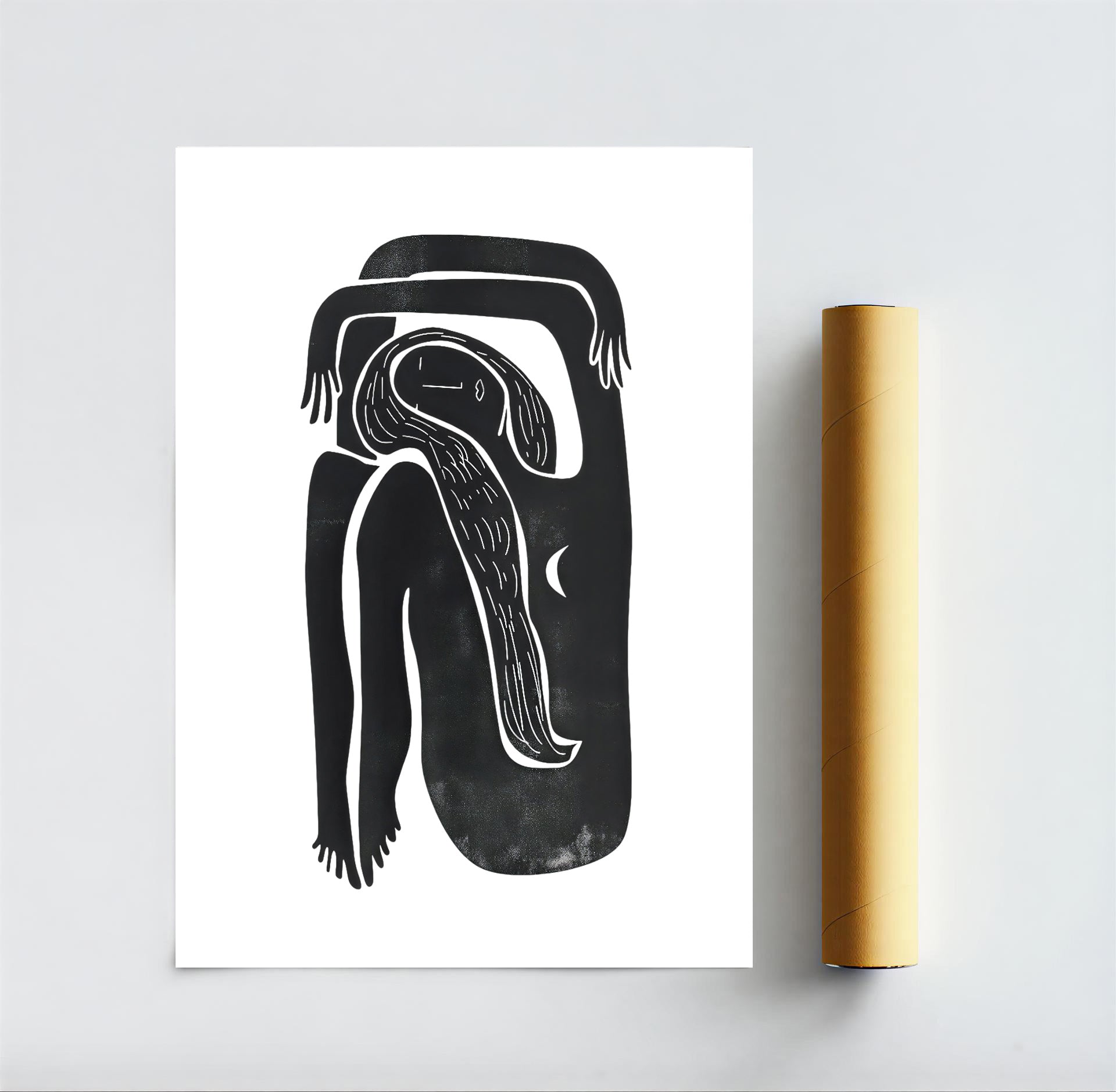 Lámina de arte abstracto minimalista de línea negra