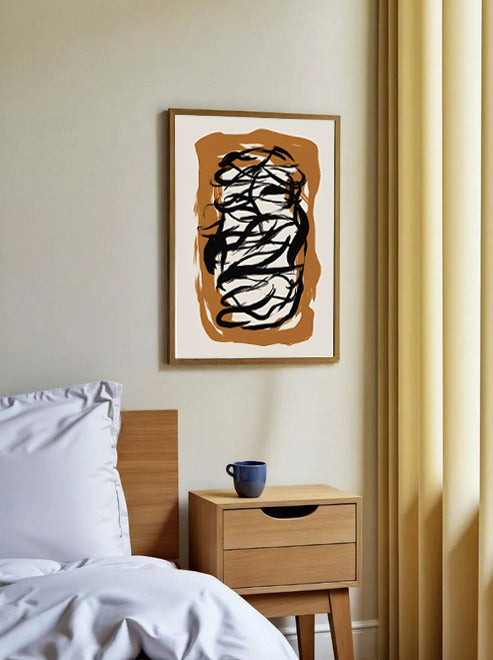 Lámina de arte abstracto con pincelada negra