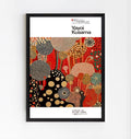Póster de lunares estilo Kusama en rojo y negro