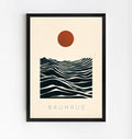 Póster abstracto Bauhaus de sol y olas