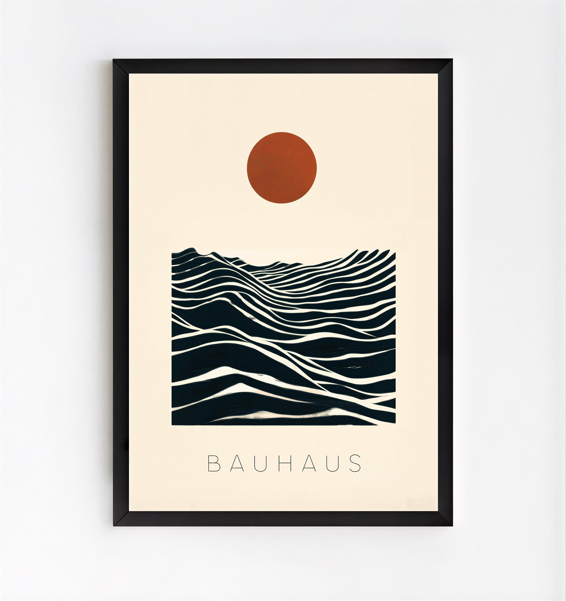 Póster abstracto Bauhaus de sol y olas