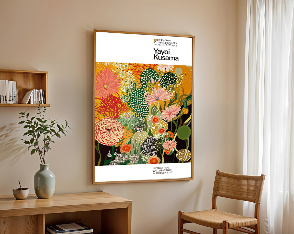 Lámina floral de lunares inspirada en Yayoi Kusama