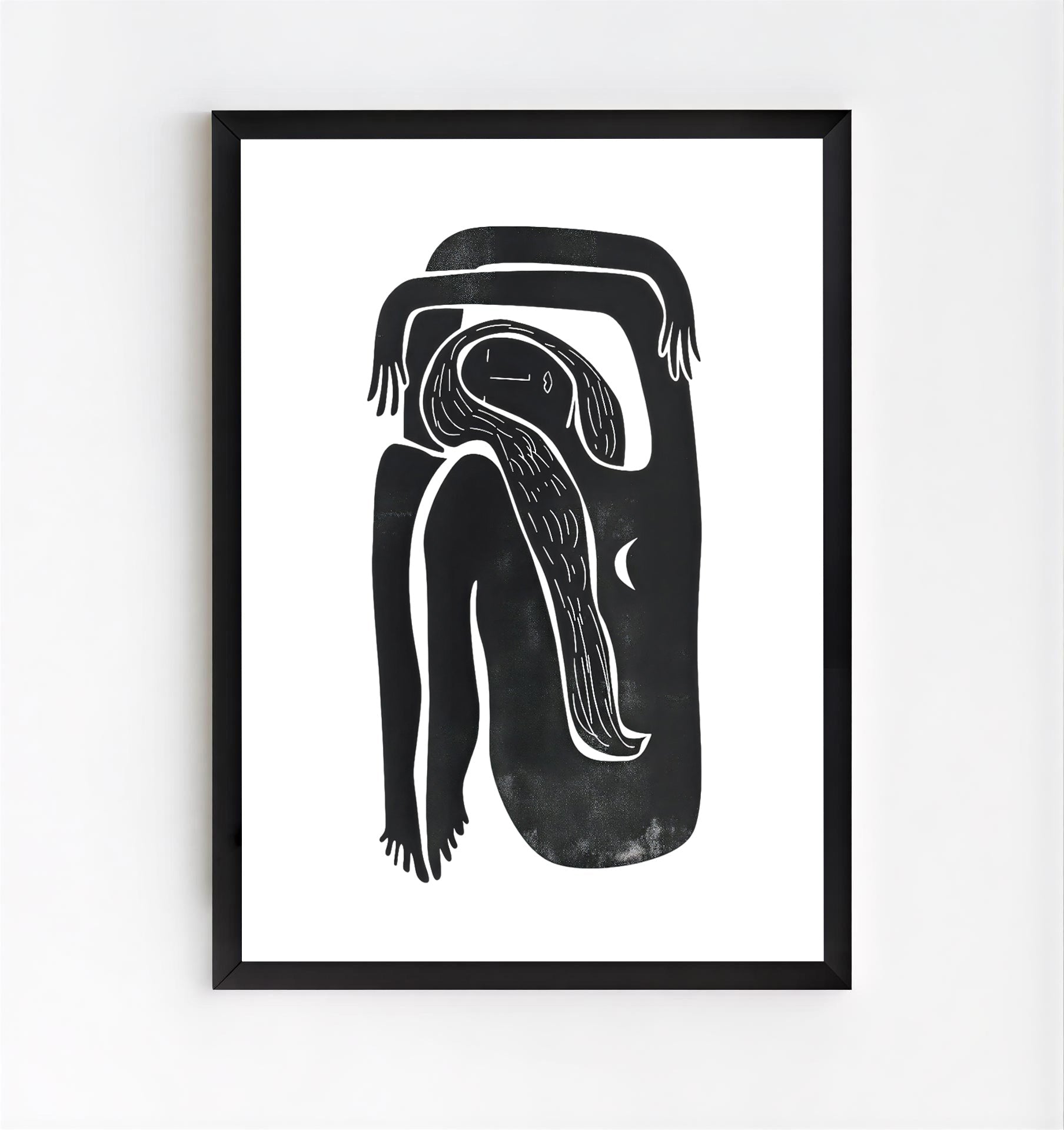 Lámina de arte abstracto minimalista de línea negra